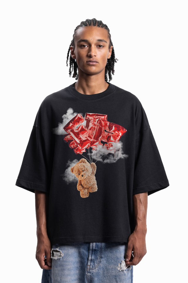 UP BLACK DISTRESSED T-SHIRT