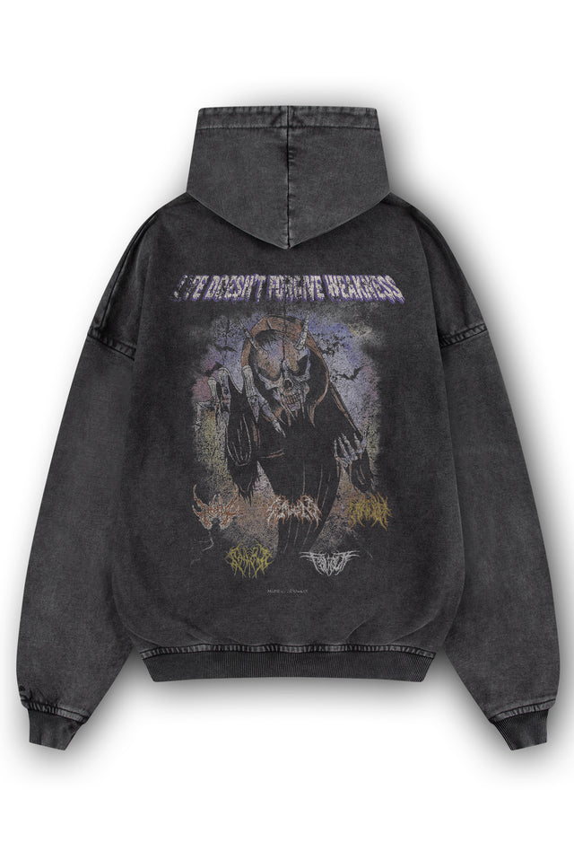 WEAKNESS BLACK WASHED HOODIE