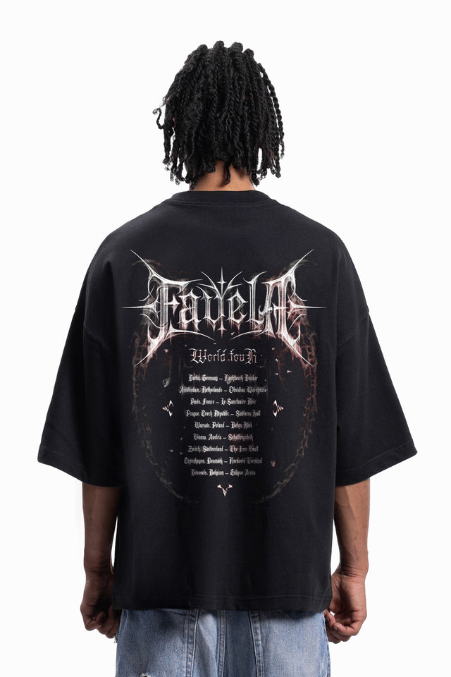 WORLDTOUR DISTRESSED BLACK BOXY T-SHIRT