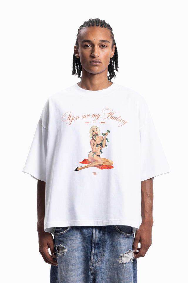 YOU ARE MY FANTASY WHITE DISTRESSED T-SHIRT