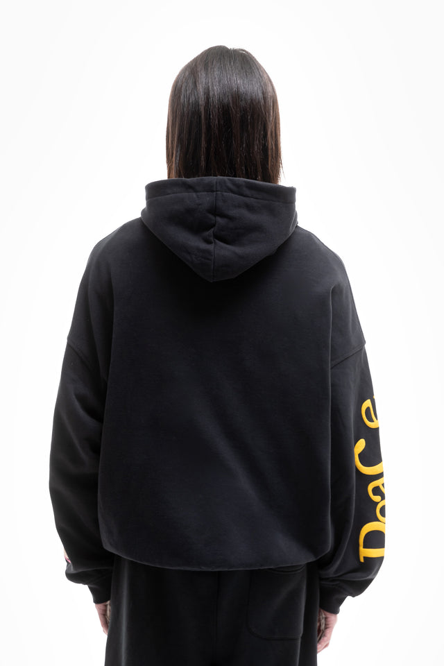 HEAVEN ON EARTH BLACK SNAP BUTTON HOODIE