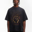 BURNING HEART BLACK WASHED T-SHIRT