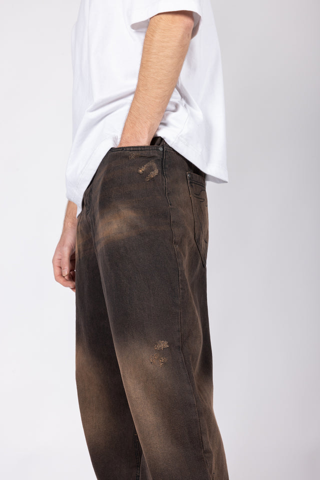 HEAVY BAGGY REGULAR BROWN DENIM