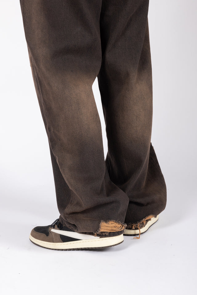 HEAVY BAGGY REGULAR BROWN DENIM