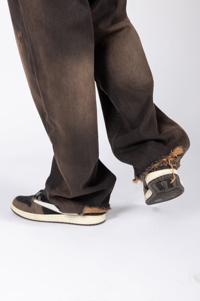 HEAVY BAGGY REGULAR BROWN DENIM