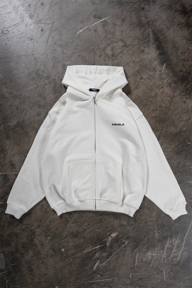 Favela Clothing - Zip Hoodie - Off White Zip Hoodie