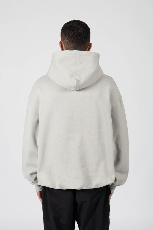 HARSH WEATHER LIGHT GREY SNAP BUTTON HOODIE
