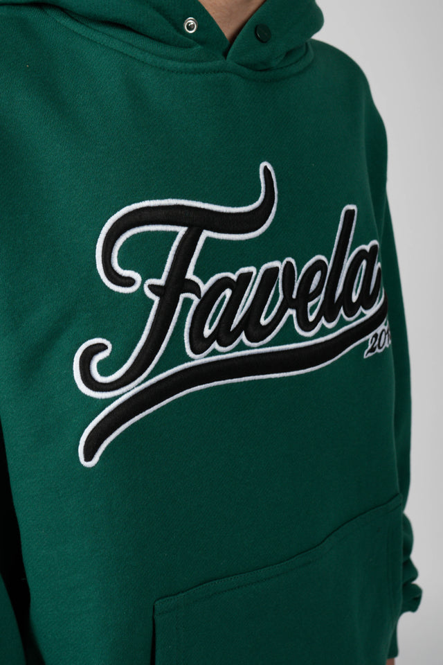 3D Signature Logo on the Chest of Forest Green Snap Button Hoodie