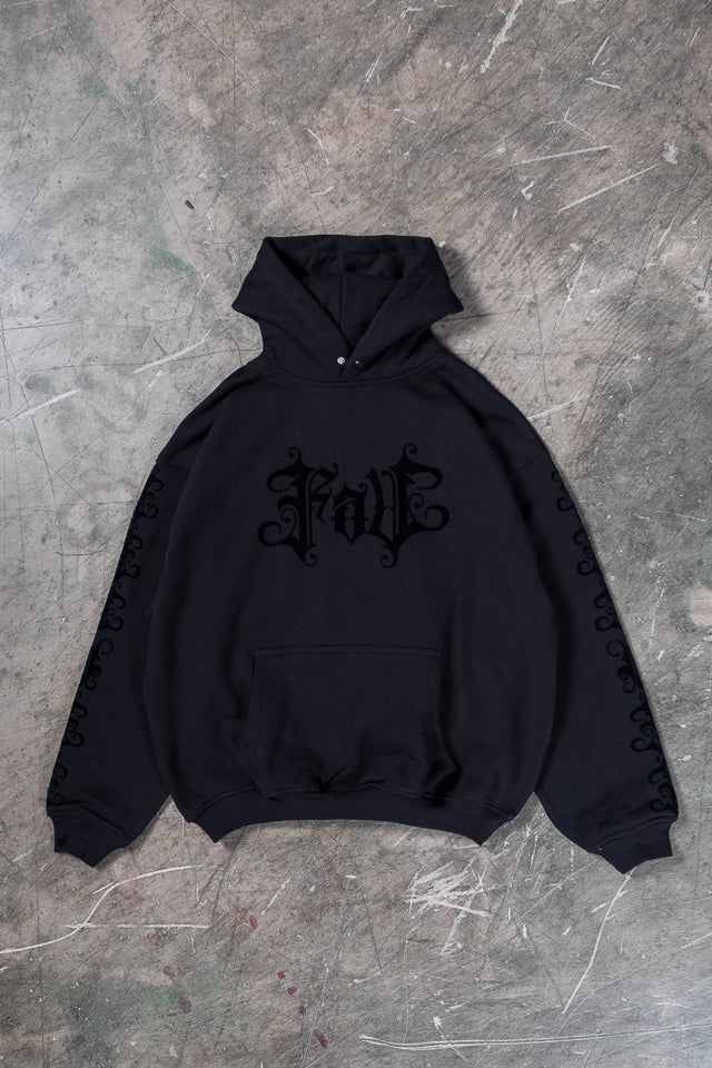 VELOR BLACK SNAP BUTTON HOODIE
