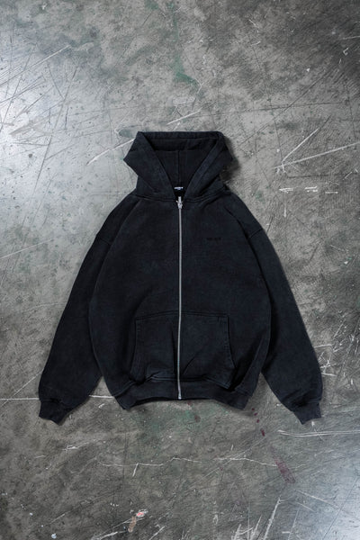 2023 Black Washed Frontzip Hoodie - Streetwear Clothing - Oversize Fit ...