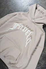 AVES RHINESTONE TAUPE SNAP BUTTON HOODIE