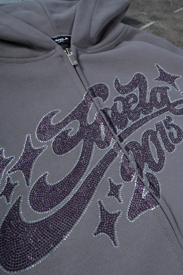 RHINESTONE 2015 DARK GRAY FRONT ZIP