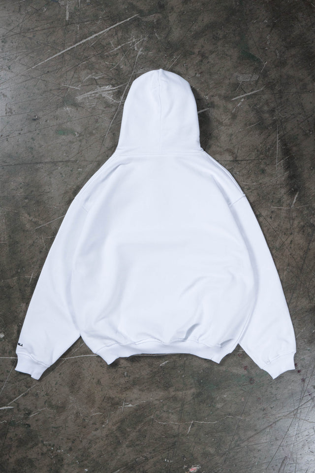 WHITE SNAP BUTTON HOODIE