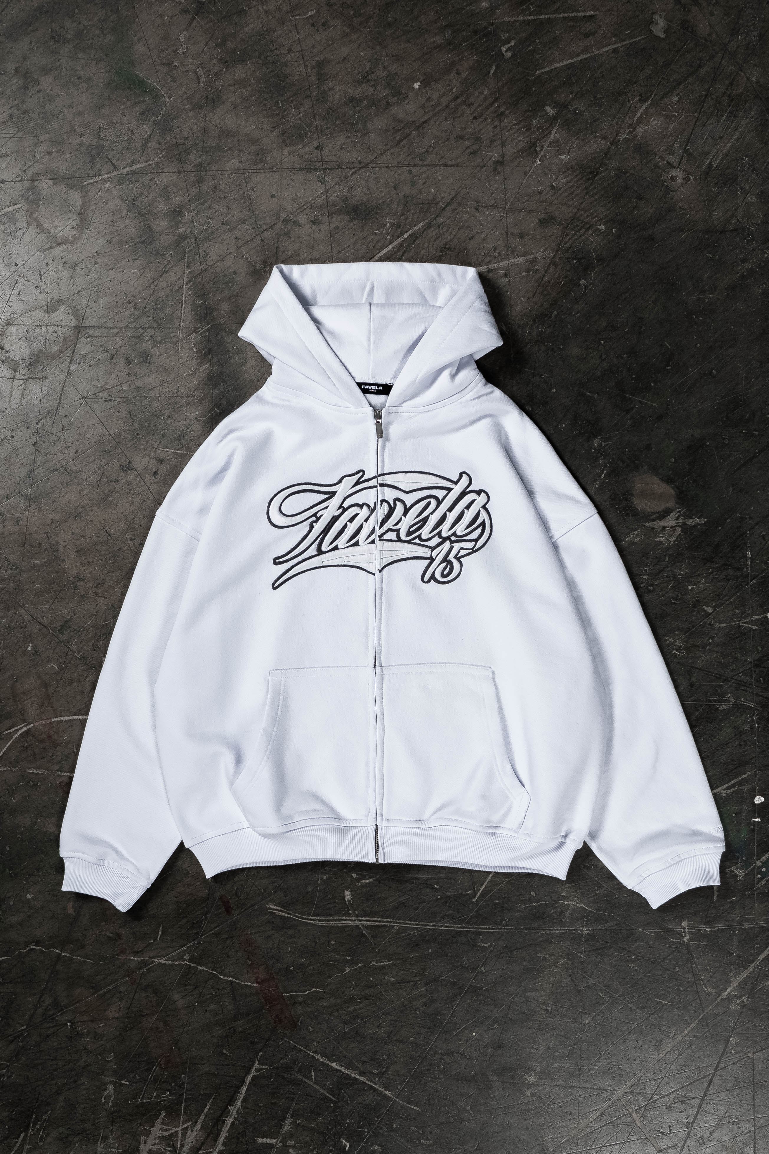 NEW 3D COLLEGE WHITE FRONTZIP
