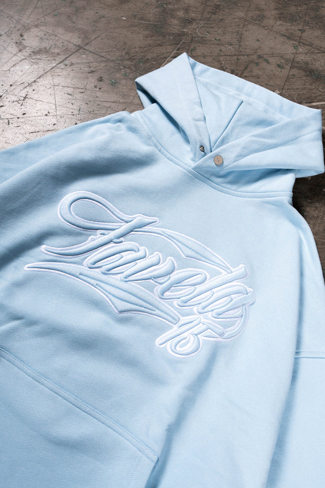 NEW 3D COLLEGE BABYBLUE SNAP BUTTON HOODIE