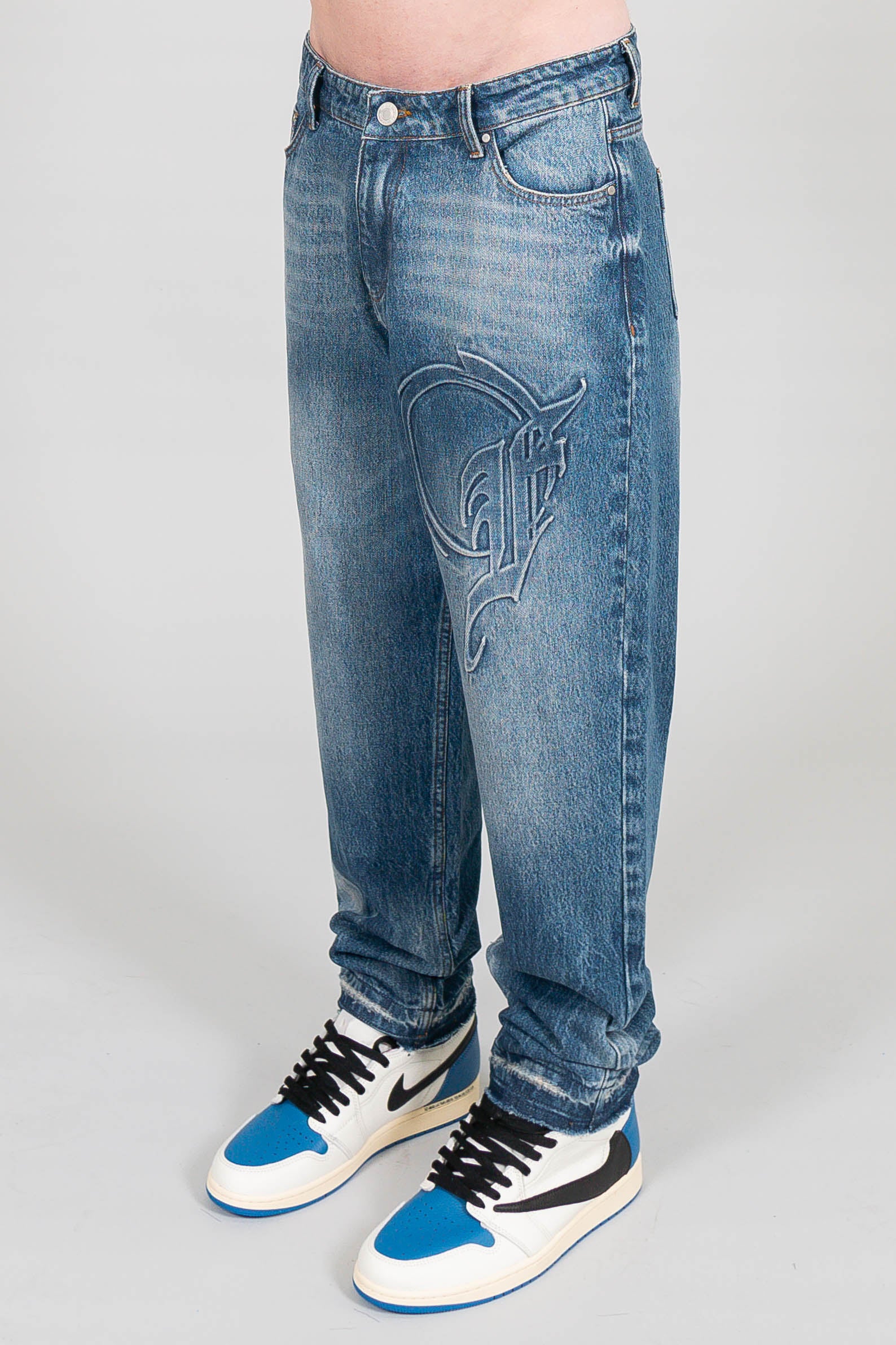 MID BLUE PUNCHED F DENIM