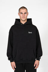 OUTLINE BLACK SNAP BUTTON HOODIE