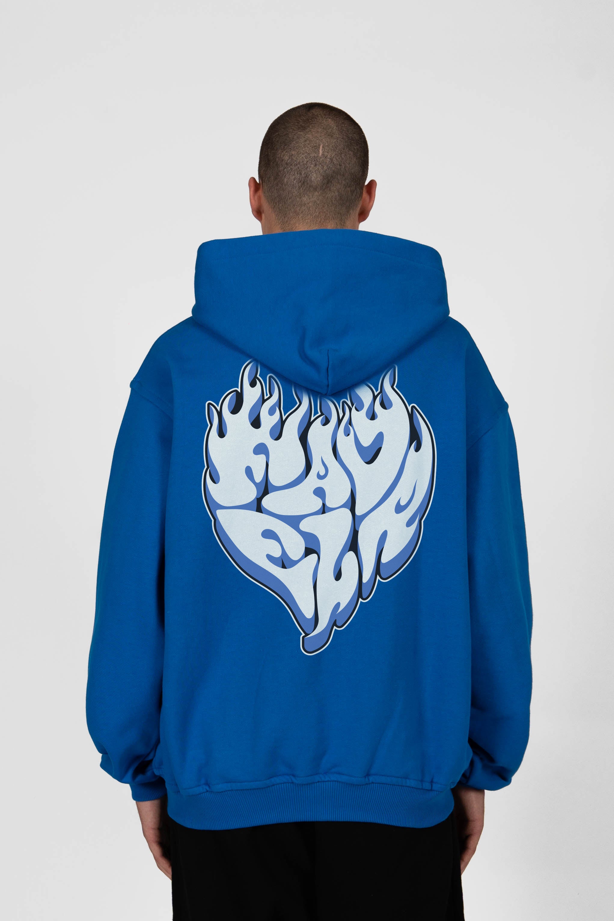 FLAMED HEART ROYAL BLUE SNAP BUTTON HOODIE