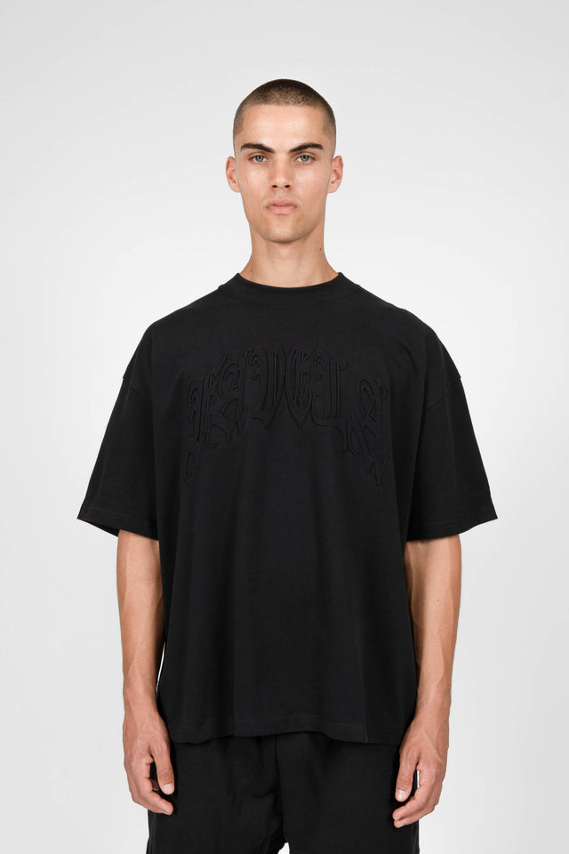 RIBCAGE PUNCHED TEE BLACK T-SHIRT