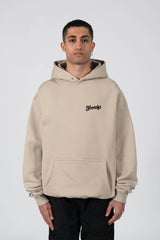 PROFIT OVER PEOPLE BLACK TAUPE SNAP BUTTON HOODIE