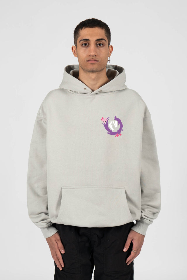 TAKE OVER FAVELA PURPLE LIGHT GREY SNAP BUTTON HOODIE