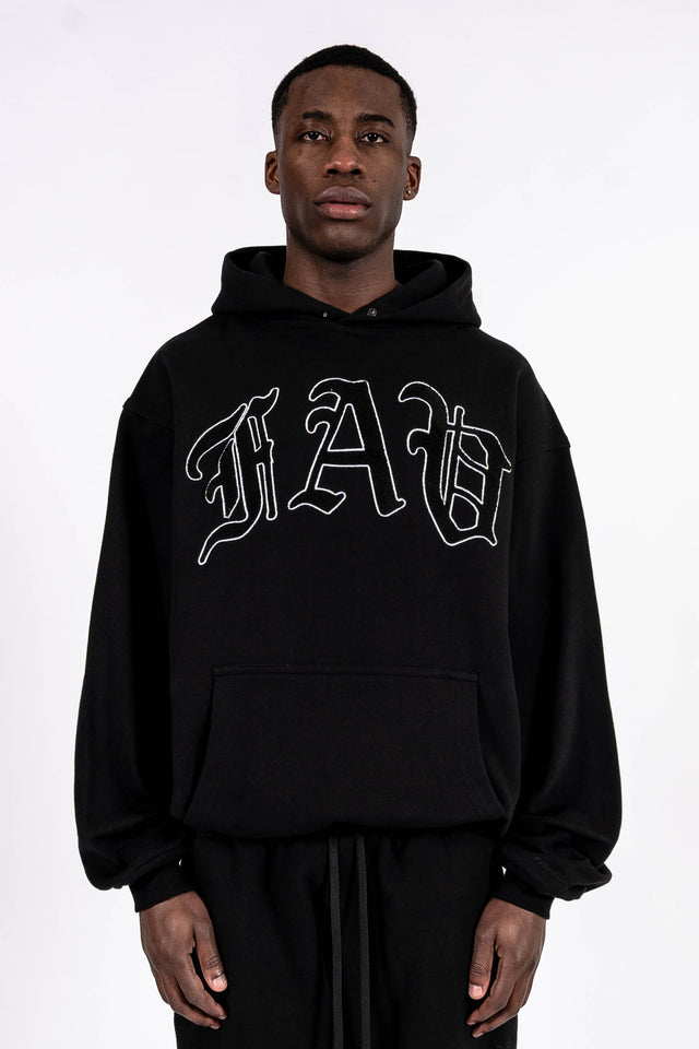 FAV TERRY BLACK SNAP BUTTON HOODIE 