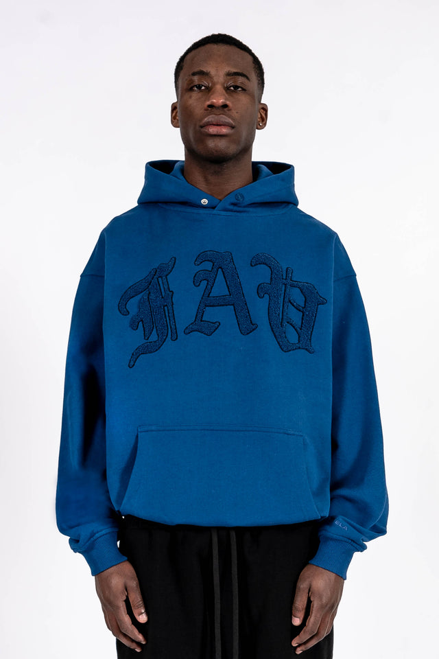 FAV TERRY NAVY SNAP BUTTON HOODIE 