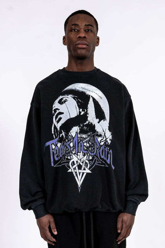 %TEARS IN RAIN VINTAGE BLACK CREWNECK%