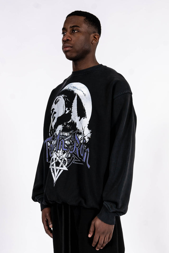 %TEARS IN RAIN VINTAGE BLACK CREWNECK%