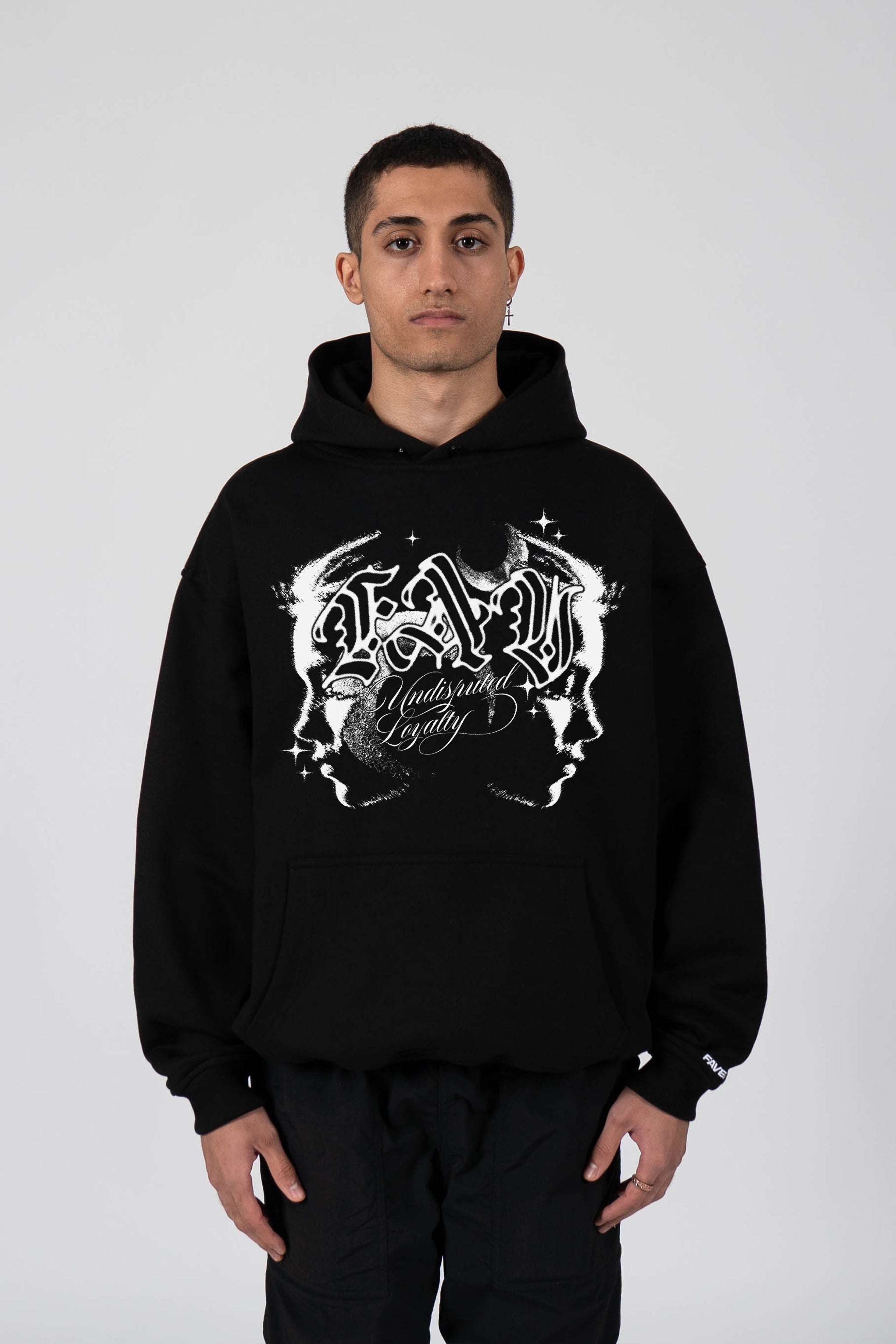 UNDISPUTED LOYALTY WHITE BLACK SNAP BUTTON HOODIE